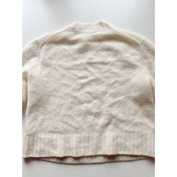 EVERLANE Ivory Snow Alpaca Wool Blend Boxy Cropped Crew Neck Sweater, Size M - Picture 11 of 16